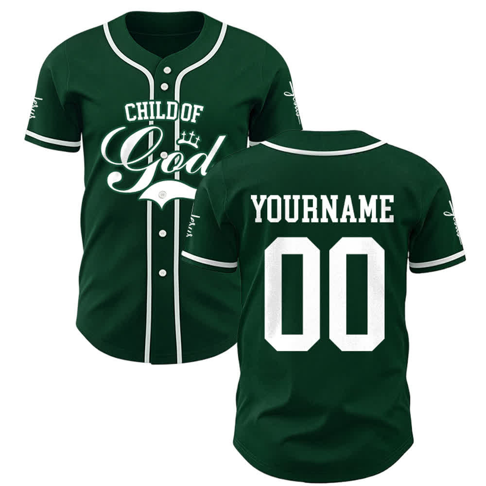 Christianartworkshop Kind Gottes Personalisiertes Namens- und Nummern-Unisex-Baseballtrikot - Grün - 5XL - Name & Nummer angepasst - image 23