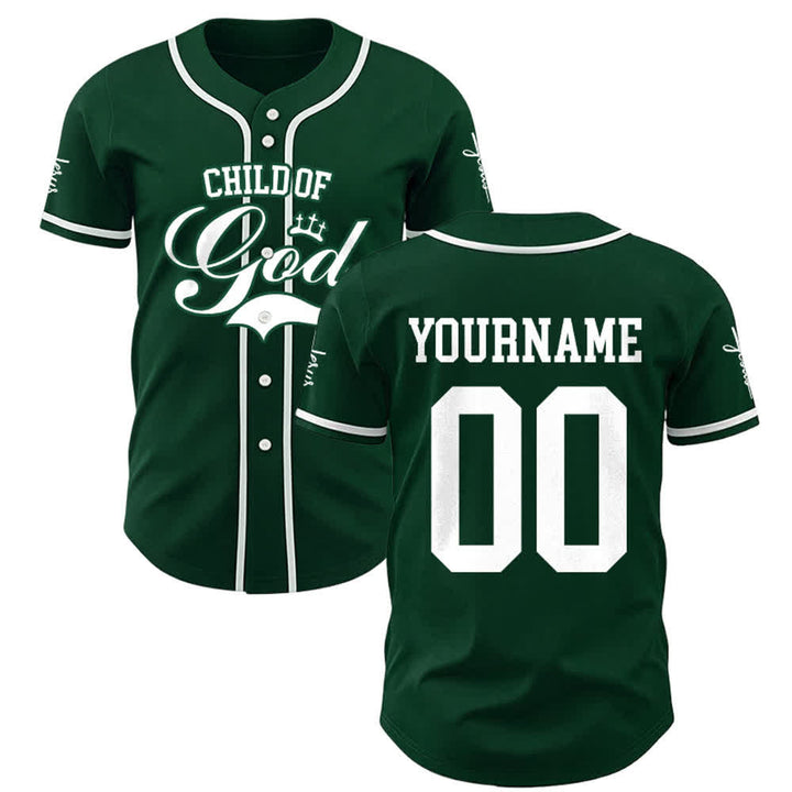 Christianartworkshop Kind Gottes Personalisiertes Namens- und Nummern-Unisex-Baseballtrikot - Grün - 5XL - Name & Nummer angepasst - image 23