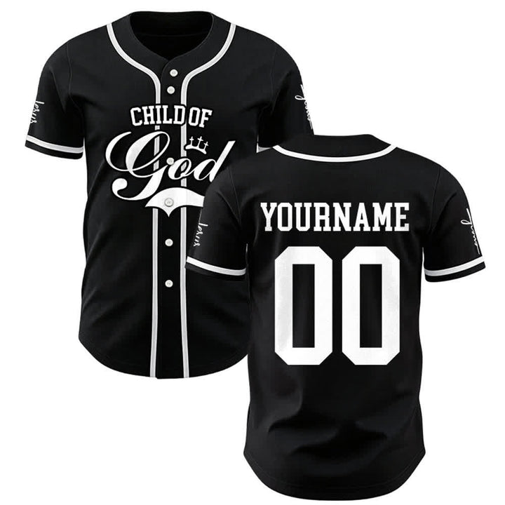 Christianartworkshop Kind Gottes Personalisiertes Namens- und Nummern-Unisex-Baseballtrikot - Schwarz - 5XL - Name & Nummer angepasst - image 8