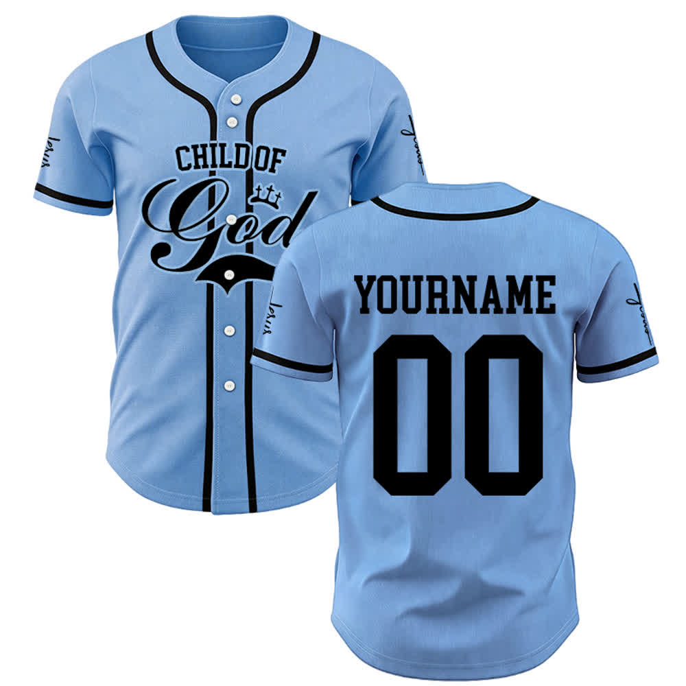 Christianartworkshop Kind Gottes Personalisiertes Namens- und Nummern-Unisex-Baseballtrikot - Blau - 5XL - Name & Nummer angepasst - image 17