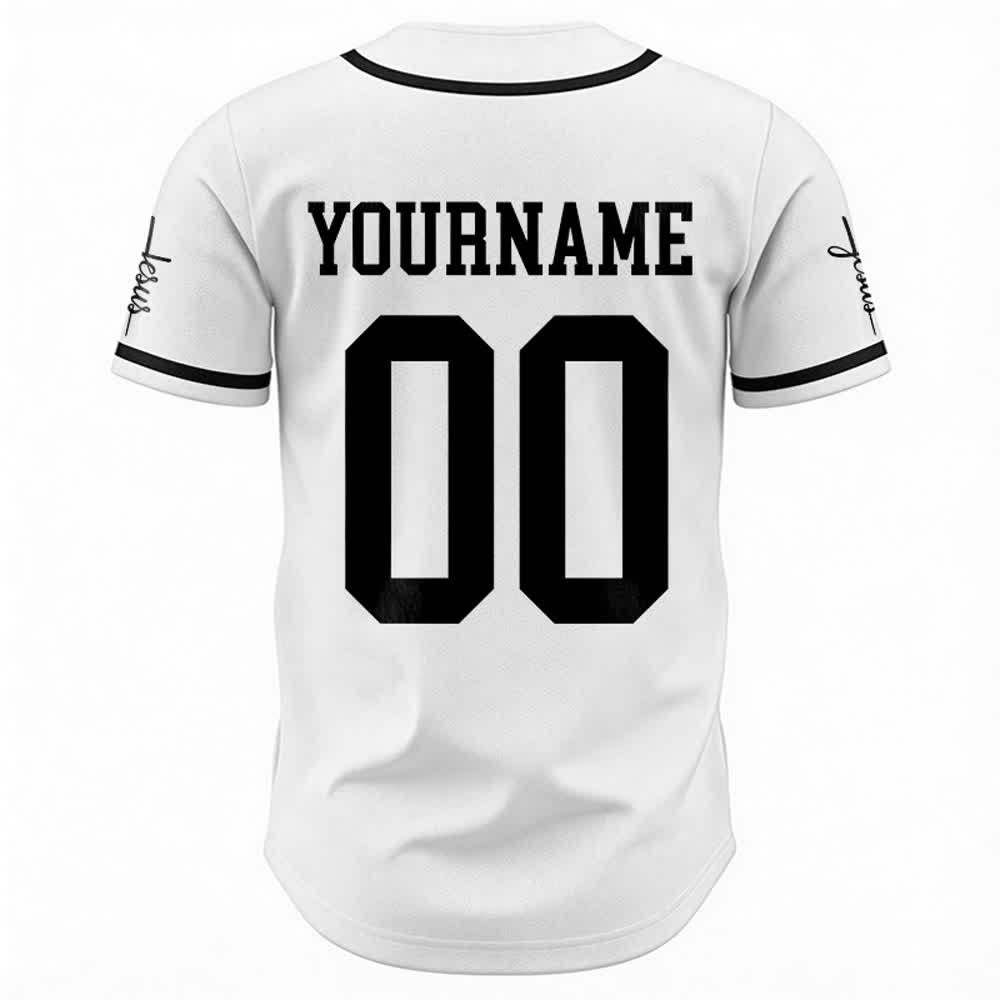 Christianartworkshop Bold Team Jesus Benutzerdefiniertes Namens- und Nummern-Unisex-Baseballtrikot - image 10