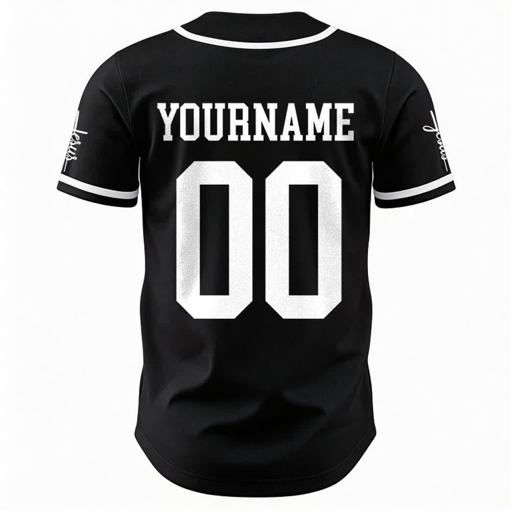 Christianartworkshop Bold Team Jesus Benutzerdefiniertes Namens- und Nummern-Unisex-Baseballtrikot - image 13
