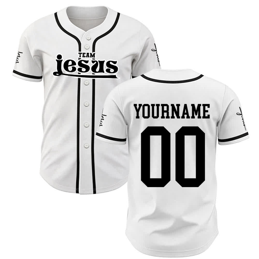 Christianartworkshop Bold Team Jesus Benutzerdefiniertes Namens- und Nummern-Unisex-Baseballtrikot - Weiß - 5XL - Name & Nummer angepasst - image 8