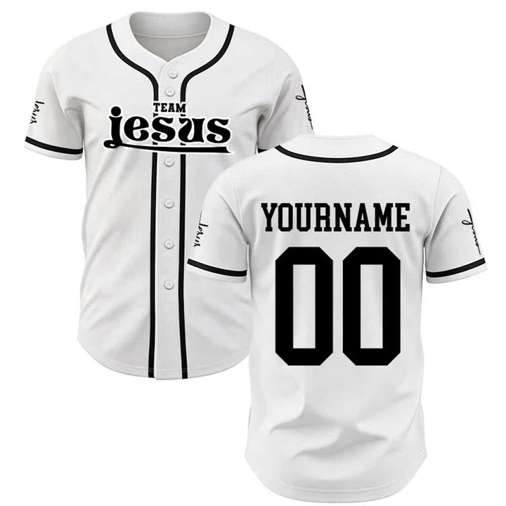 Christianartworkshop Bold Team Jesus Benutzerdefiniertes Namens- und Nummern-Unisex-Baseballtrikot - Weiß - 5XL - Name & Nummer angepasst - image 8
