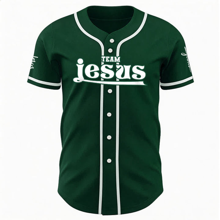 Christianartworkshop Bold Team Jesus Benutzerdefiniertes Namens- und Nummern-Unisex-Baseballtrikot - image 24
