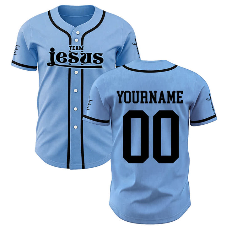 Christianartworkshop Bold Team Jesus Benutzerdefiniertes Namens- und Nummern-Unisex-Baseballtrikot - Blau - 5XL - Name & Nummer angepasst - image 20