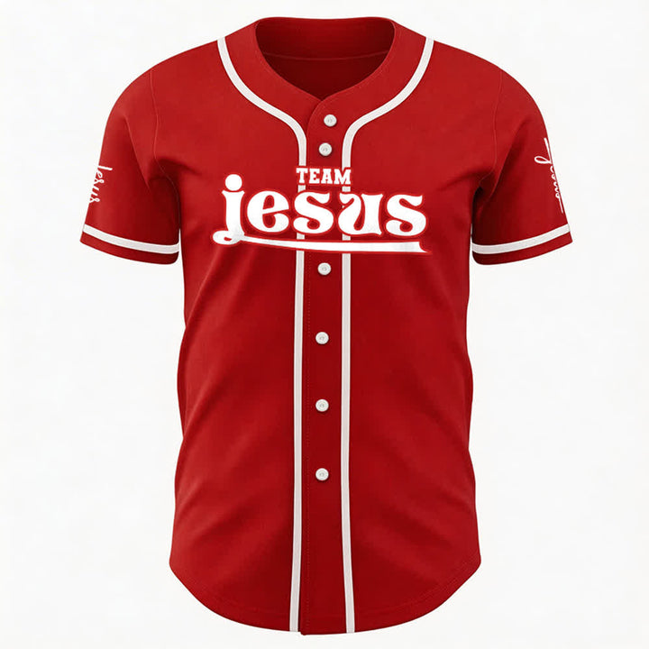 Christianartworkshop Bold Team Jesus Benutzerdefiniertes Namens- und Nummern-Unisex-Baseballtrikot - image 15