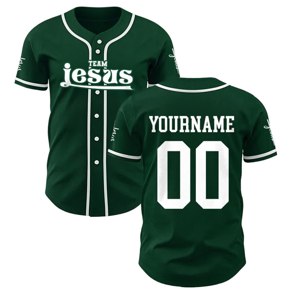 Christianartworkshop Bold Team Jesus Benutzerdefiniertes Namens- und Nummern-Unisex-Baseballtrikot - Grün - 5XL - Name & Nummer angepasst - image 23