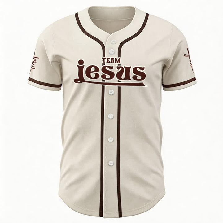 Christianartworkshop Bold Team Jesus Benutzerdefiniertes Namens- und Nummern-Unisex-Baseballtrikot - image 27