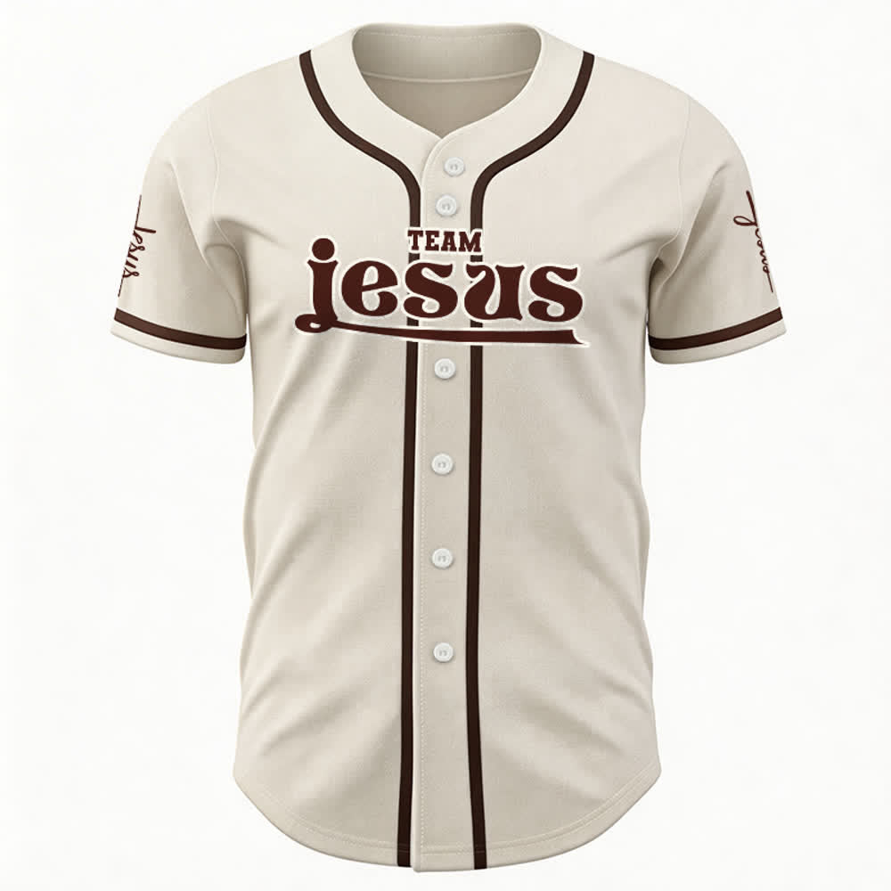 Christianartworkshop Bold Team Jesus Benutzerdefiniertes Namens- und Nummern-Unisex-Baseballtrikot - image 27