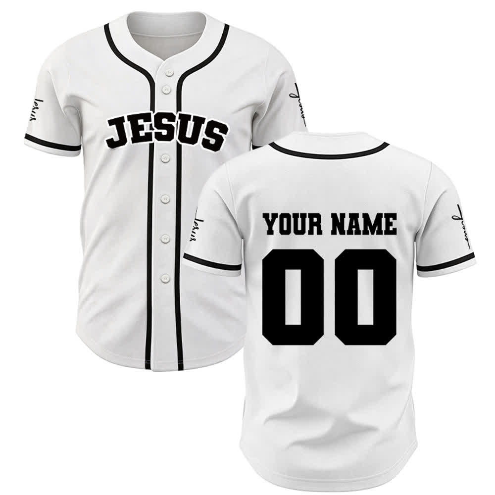 Christianartworkshop Klassisches Jesus Personalisierte Sportbekleidung Unisex Baseballtrikot - Weiß - 5XL - Name & Nummer angepasst - image 8