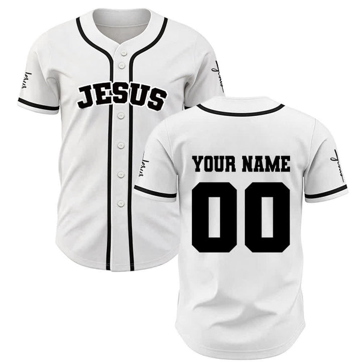 Christianartworkshop Klassisches Jesus Personalisierte Sportbekleidung Unisex Baseballtrikot - Weiß - 5XL - Name & Nummer angepasst - image 8