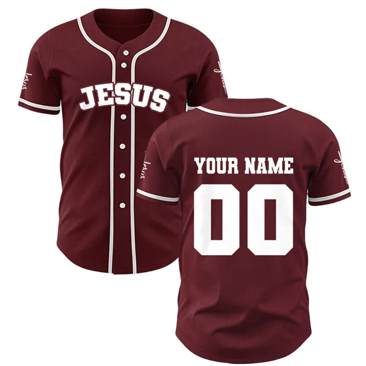 Christianartworkshop Klassisches Jesus Personalisierte Sportbekleidung Unisex Baseballtrikot - Wein - 5XL - Name & Nummer angepasst - image 14