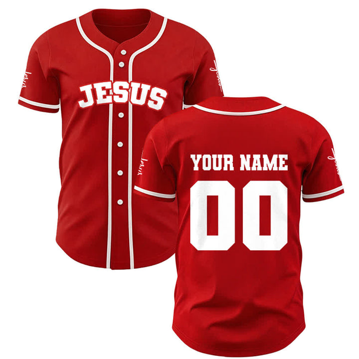 Christianartworkshop Klassisches Jesus Personalisierte Sportbekleidung Unisex Baseballtrikot - Rot - 5XL - Name & Nummer angepasst - image 11