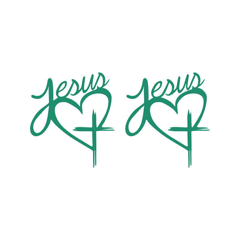 Christianartworkshop Autoaufkleber „Jesus Herz & Kreuz“: Eine sanfte Anregung zum Innehalten und Beten - Grün - Set mit 10 Stück - image 11