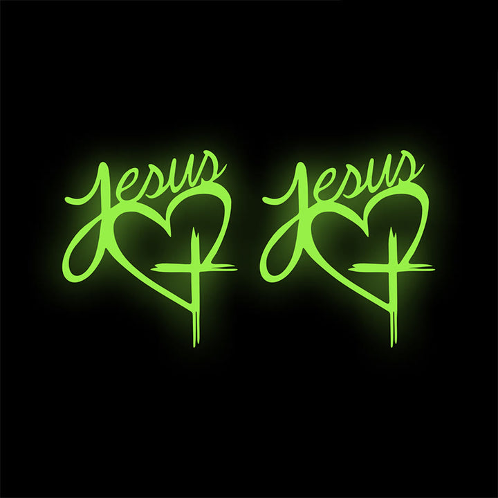 Christianartworkshop Autoaufkleber „Jesus Herz & Kreuz“: Eine sanfte Anregung zum Innehalten und Beten - Neongrün - Set mit 10 Stück - image 14