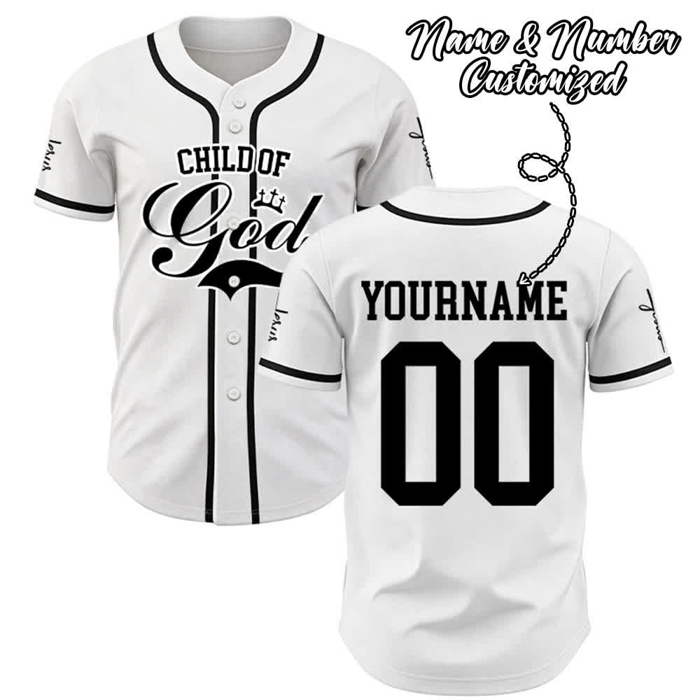 Christianartworkshop Kind Gottes Personalisiertes Namens- und Nummern-Unisex-Baseballtrikot - image 0