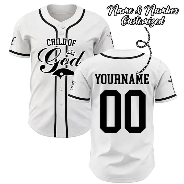 Christianartworkshop Kind Gottes Personalisiertes Namens- und Nummern-Unisex-Baseballtrikot - image 0
