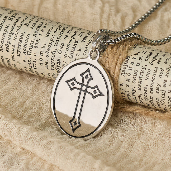 Dreifarbige Medaillon-Halskette mit Herz Jesu und Kreuz, doppelseitig, von Christianartworkshop : Symbol der göttlichen Liebe - image 3