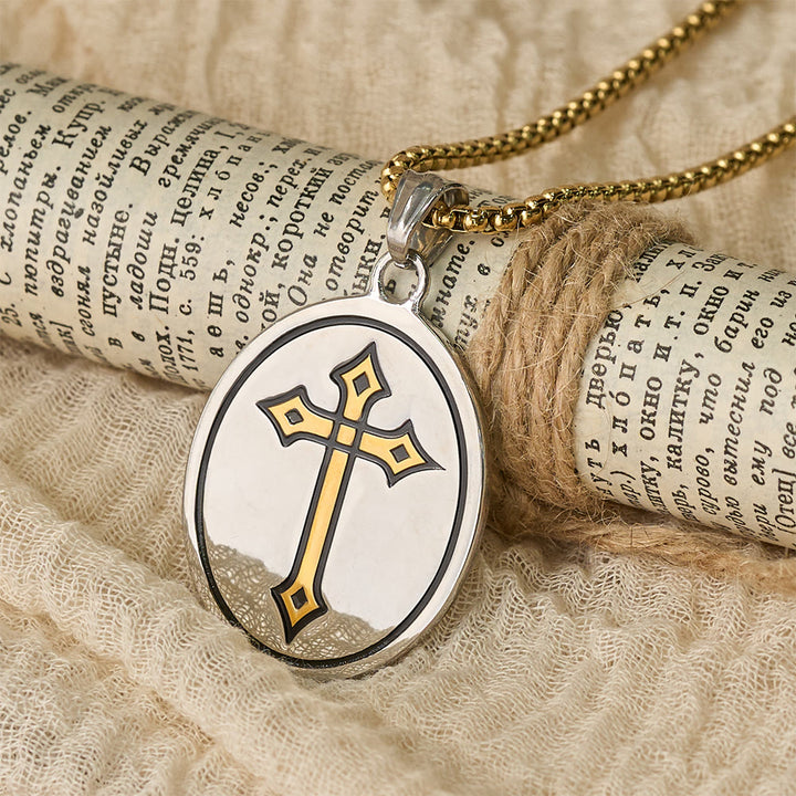 Christianartworkshop Dreifarbige, doppelseitige Medaillonkette mit heiligem Herzen und Kreuz: Symbol der göttlichen Liebe - image 6