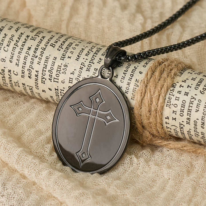 Dreifarbige Medaillon-Halskette mit Herz Jesu und Kreuz, doppelseitig, von Christianartworkshop : Symbol der göttlichen Liebe - image 9