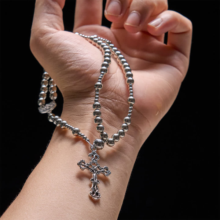 Christianartworkshop Heiliges silberfarbenes magnetisches Rosenkranzarmband: 2-in-1 Gebets- und Armband - image 2