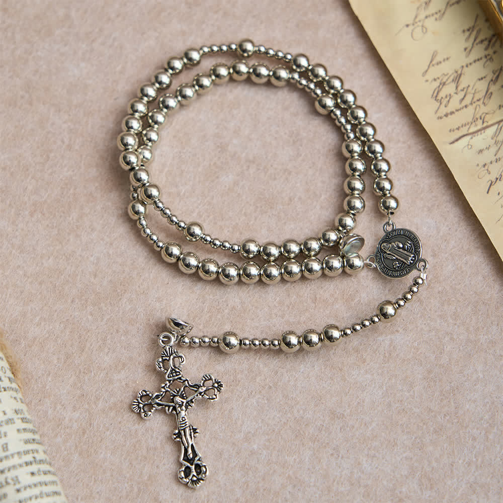 Christianartworkshop Heiliges silberfarbenes magnetisches Rosenkranzarmband: 2-in-1 Gebets- und Armband - image 6