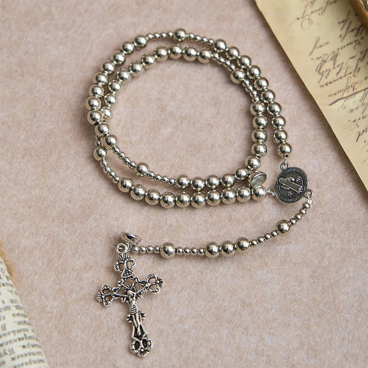 Christianartworkshop Heiliges silberfarbenes magnetisches Rosenkranzarmband: 2-in-1 Gebets- und Armband - image 6