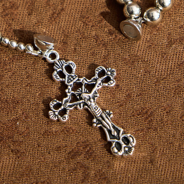 Christianartworkshop Heiliges silberfarbenes magnetisches Rosenkranzarmband: 2-in-1 Gebets- und Armband - image 11