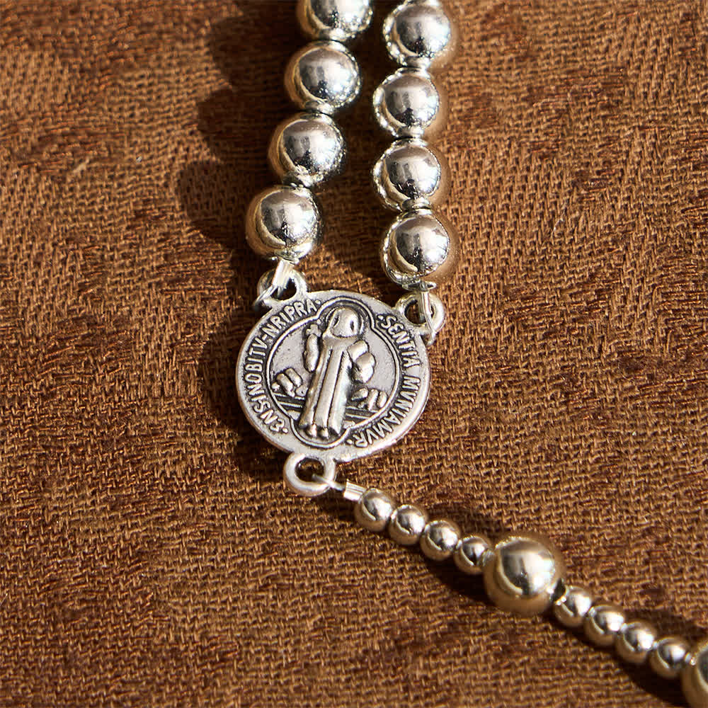 Christianartworkshop Heiliges silberfarbenes magnetisches Rosenkranzarmband: 2-in-1 Gebets- und Armband - image 10