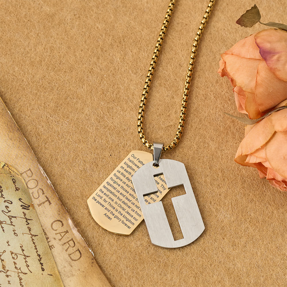 Christianartworkshop Halskette mit Kreuzanhänger und dem Vaterunser: Symbol göttlicher Gnade und Glauben - Gold - image 0