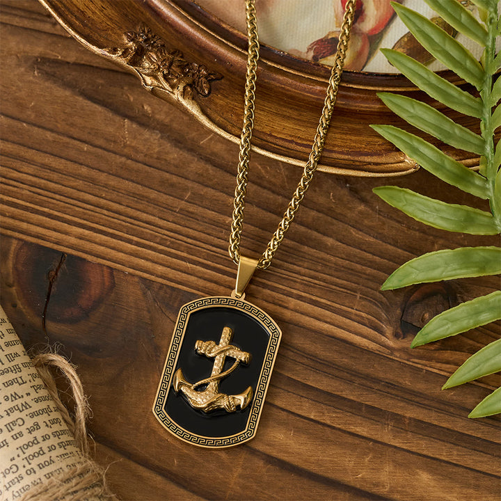 Christianartworkshop Halskette mit Anhänger in Form eines Ankerkreuzes mit griechischem Schlüsselmotiv: Symbol des Glaubens und der unerschütterlichen Hoffnung - image 1