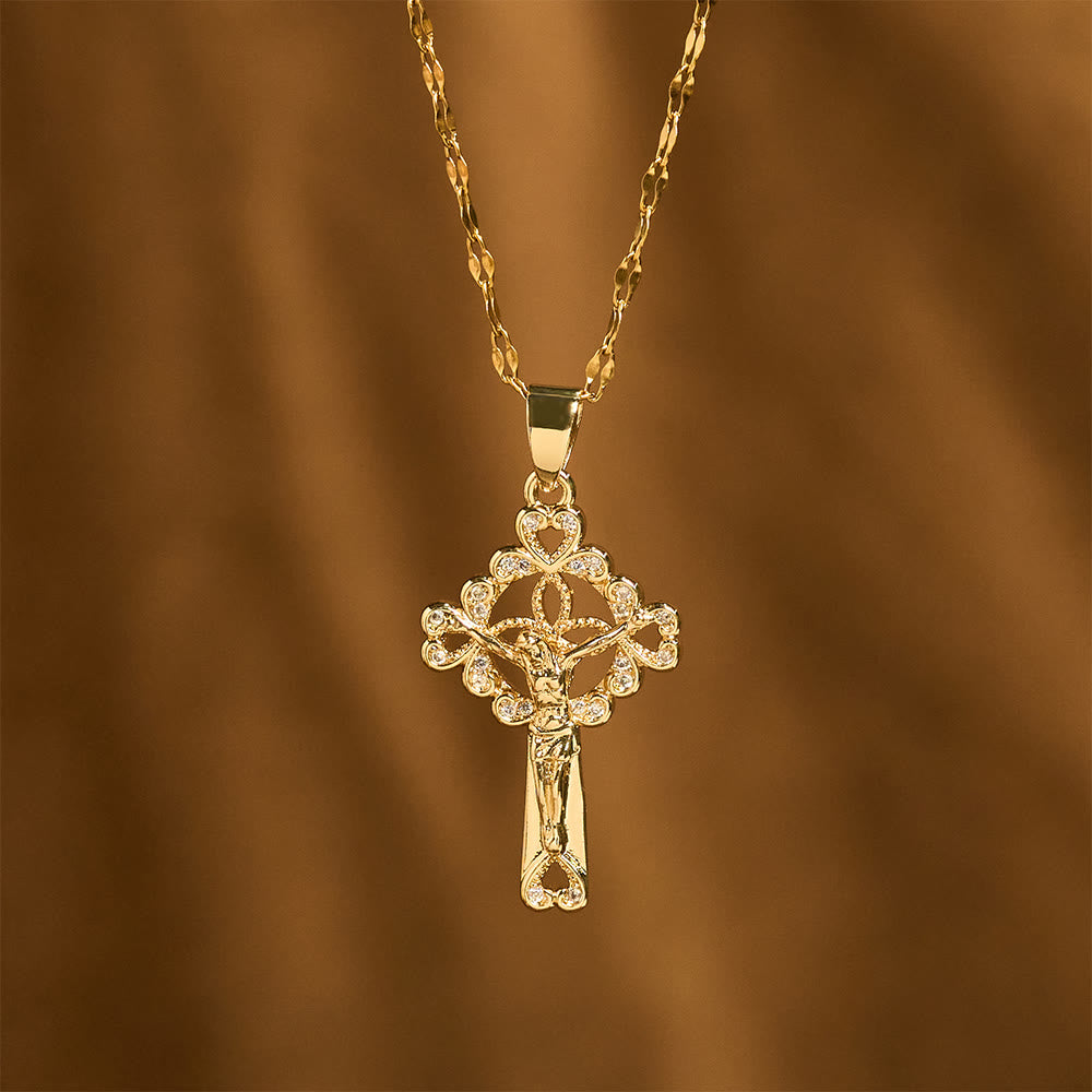 Christianartworkshop Halskette mit Schlüsselanhänger in Form eines Kruzifixes, besetzt mit Zirkonia: Symbol der erlösenden Gnade und des Glaubens - image 1