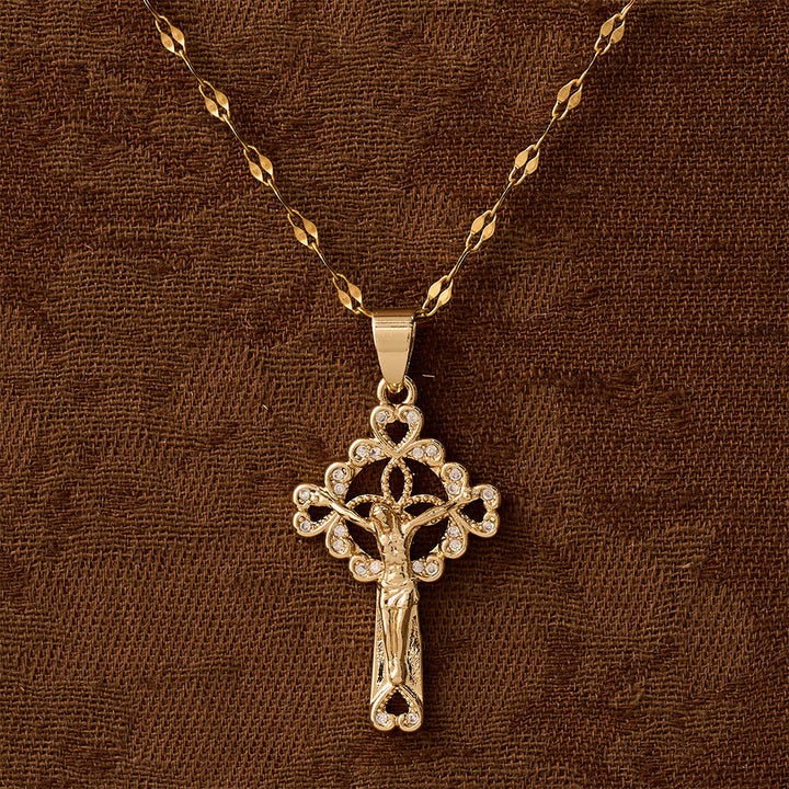 Christianartworkshop Halskette mit Schlüsselanhänger in Form eines Kruzifixes, besetzt mit Zirkonia: Symbol der erlösenden Gnade und des Glaubens - image 2