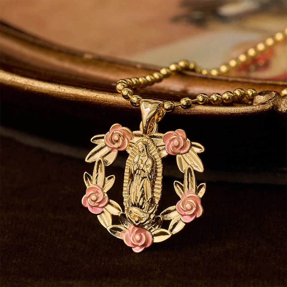 Christianartworkshop Prunkvolles Halsketten-Set mit Marien-Motiv und geflügeltem Kreuz: Symbol des spirituellen Schutzes - Jungfrau Maria Rose - image 12