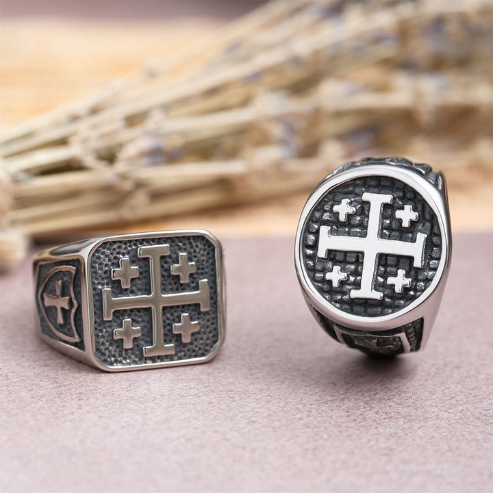 Christianartworkshop Jerusalem-Kreuz-Siegelring (rund & quadratisch): Symbol der Einheit des Glaubens - image 2