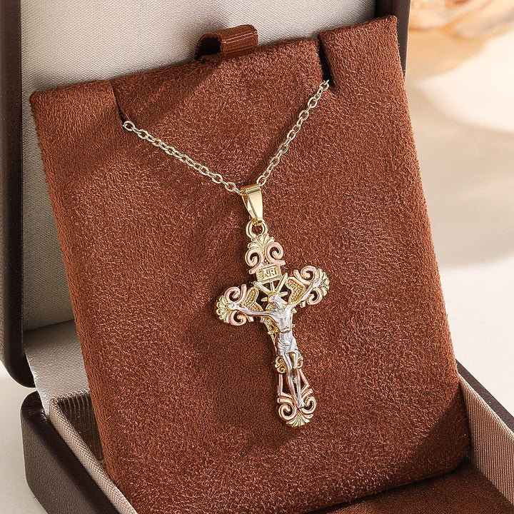 Christianartworkshop Verzierte Halskette mit Zirkonia-Kreuz: Symbol der erlösenden Liebe Christi - Kreuzen - image 0