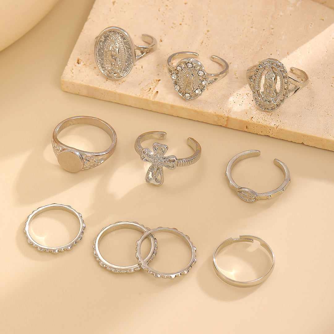 Christianartworkshop Goldenes und silbernes Marienkreuz-Ringset: Ein Zeichen himmlischer Hingabe - image 4
