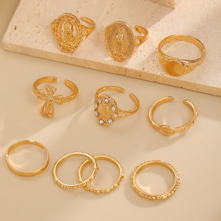 Christianartworkshop Goldenes und silbernes Marienkreuz-Ringset: Ein Zeichen himmlischer Hingabe - image 7