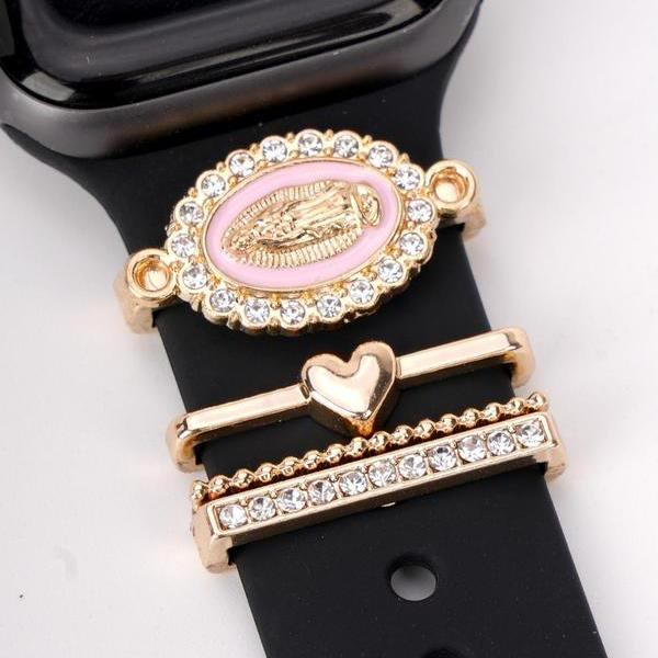 Christianartworkshop Unserer Lieben Frau Zirkonia iWatch Armband-Charm-Set: Trage das Licht der marianischen Liebe - Rosa - image 0