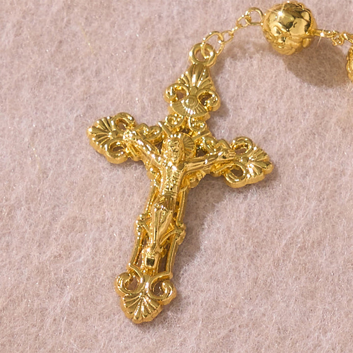 Christianartworkshop Rosenkranz mit gravierten Rosenperlen und Kruzifix: Symbol frommen Gebets - image 5