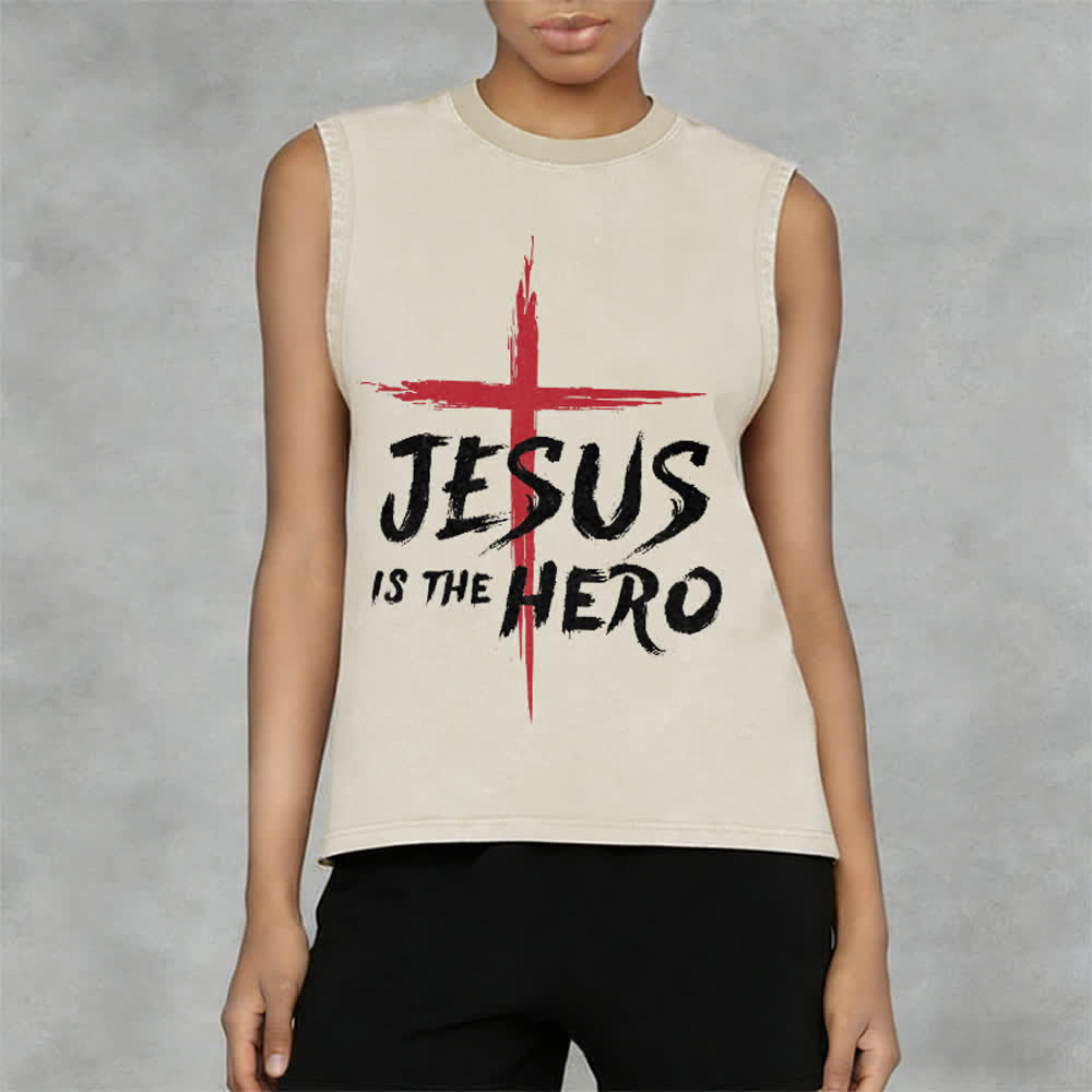 Christianartworkshop Jesus Is The Hero Rotes Kreuz Unisex-Tanktop - image 2
