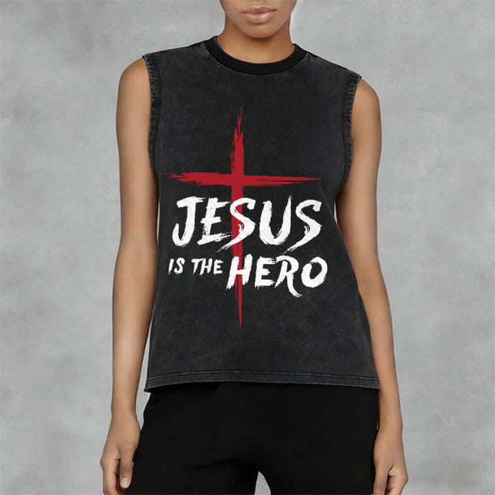 Christianartworkshop Jesus Is The Hero Rotes Kreuz Unisex-Tanktop - image 5
