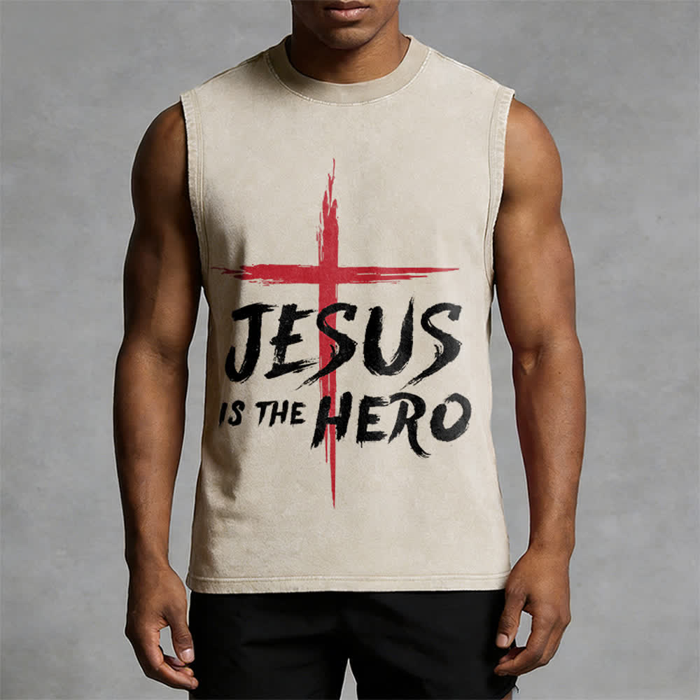 Christianartworkshop Jesus Is The Hero Rotes Kreuz Unisex-Tanktop - image 1