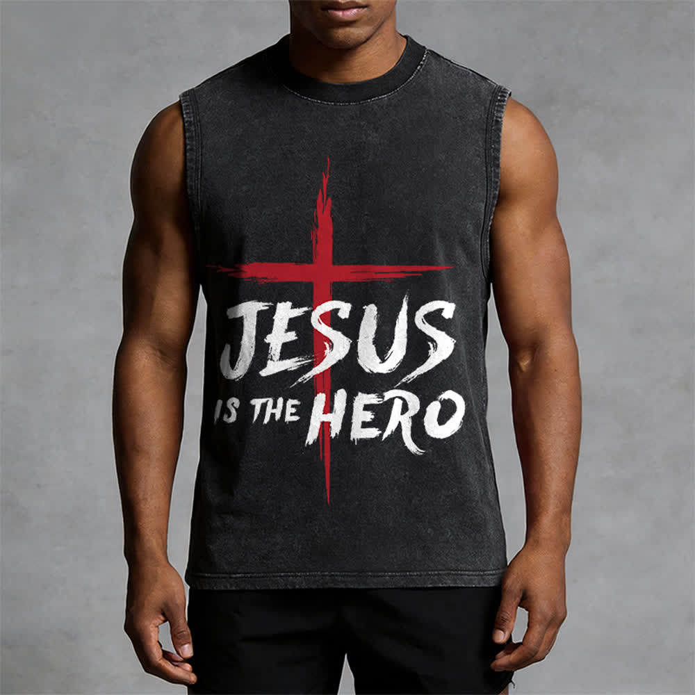 Christianartworkshop Jesus Is The Hero Rotes Kreuz Unisex-Tanktop - image 4