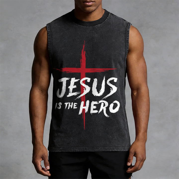 Christianartworkshop Jesus Is The Hero Rotes Kreuz Unisex-Tanktop - image 4