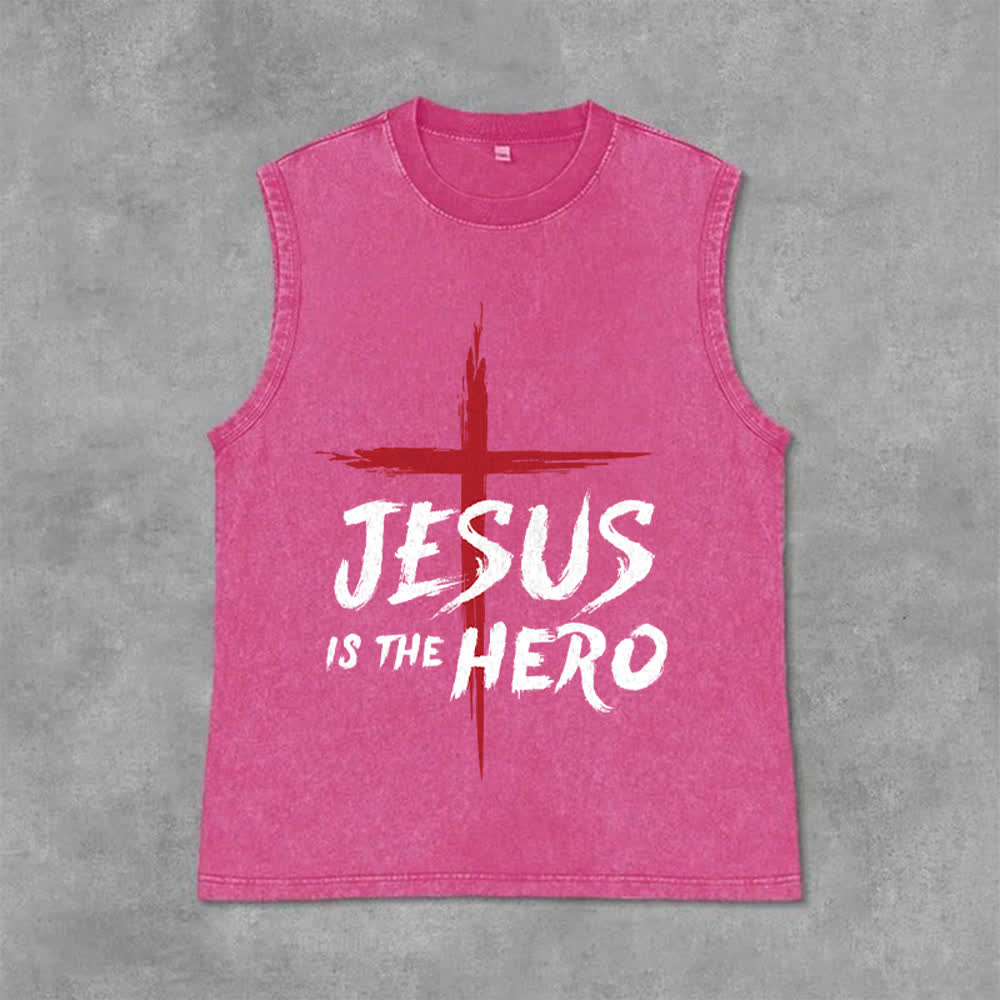 Christianartworkshop Jesus Is The Hero Rotes Kreuz Unisex-Tanktop - Rosa - 2XL - image 12