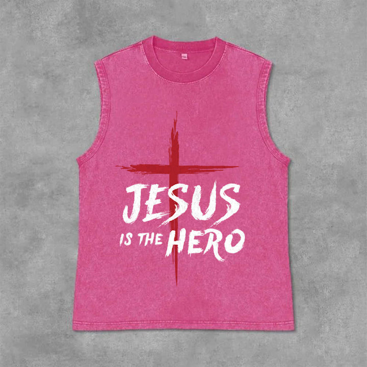 Christianartworkshop Jesus Is The Hero Rotes Kreuz Unisex-Tanktop - Rosa - 2XL - image 12