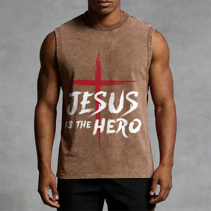 Christianartworkshop Jesus Is The Hero Rotes Kreuz Unisex-Tanktop - image 10