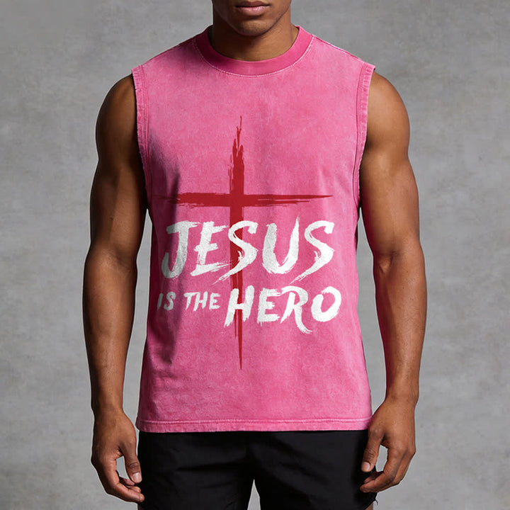 Christianartworkshop Jesus Is The Hero Rotes Kreuz Unisex-Tanktop - image 13